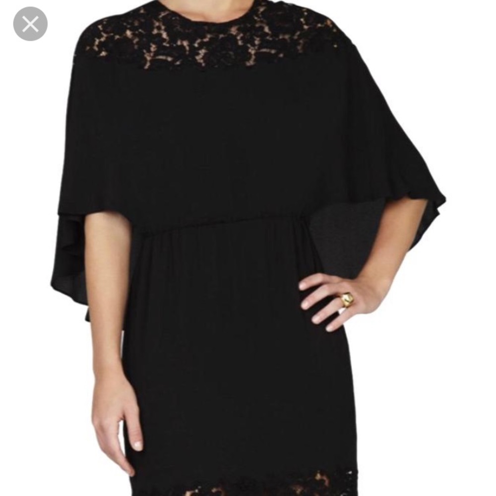 NWT BCBG Lace Blocked Cape Dress